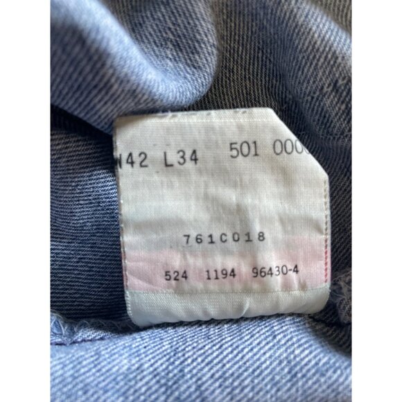 Levis 501XX Blue Denim Jeans L34 W42 Button Fly 100% Cotton Made In USA - Picture 6 of 11